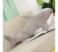 DongAi Plush Shark Toy Pillow, 80CM Giant Shark Plush Animal Toy Super Soft and Cute Pillow Children’s Boys and Girls Room Decoration Bedtime Gift (Gray)