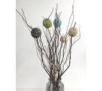DongArts Dried Willow Vase Filler Curly Willow Branches with Rattan Balls for Xmas Decoration, Decorative Sticks Twigs for Vases DIY Crafts Christmas Wedding (Natural)