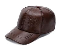 DongBao Men's Leather Baseball Cap Driver Trucker Hat Sun Hat Adjustable Outdoor Snapback Brown, One Size