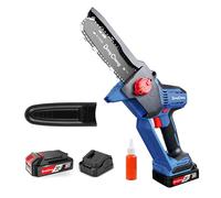 DongCheng 20V Brushless Mini Chainsaw, 6-Inch Cordless Electric Chainsaw with Auto Oiler, Tool-Free Chain Tension, 2x2.0Ah Battery & Charger, 24000RPM, 3.3 lbs for Wood Cutting, Tree Trimming, DIY