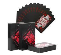 Dongcill Poker Cards Black - 1 Deck Playing Cards, Cool Plastic Playing Cards, Waterproof Playing Cards, Card Game, Ideal for Poker, Blackjack, Skat & More, Poker Cards for Gift Party Game (Red)