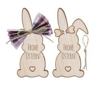 Dongcill Set of 2 Easter Bunny Money Gift Packaging Wooden Wish Filler with Natural Jute String for Easter Greetings, Decoration for Happy Easter, Gift Wrapping Money, Table Decoration, Creative Gift