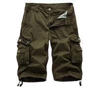 DONGD Mens Cargo Shorts Cotton Relaxed Fit Camouflage Camo Cargo Short, Army Green, 40