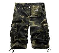 DONGD Mens Cargo Shorts Cotton Relaxed Fit Camouflage Camo Cargo Short, Drak Army Green Camo, 40