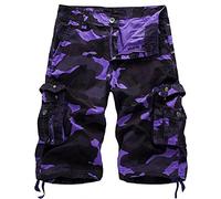 DONGD Mens Cargo Shorts Cotton Relaxed Fit Camouflage Camo Cargo Short, Purple Camo, 34