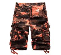 DONGD Mens Cargo Shorts Cotton Relaxed Fit Camouflage Camo Cargo Short, Red Wine Camo, 46