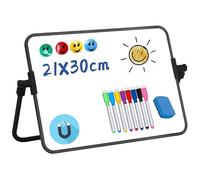 DONGDA Dry Erase A4 Double Sided Magnetic Whiteboard With Stand, Desktop Including 8 Pens/4 Magnets/1 Eraser for Students, Parents