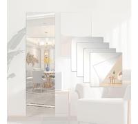 DONGDA Mirror Tiles Self Adhesive, Acrylic Wall Mirror Stickers, Shatterproof Stick on Wall Mirrors, Removable Mirror Stickers for Walls, Frameless Mirror Adhesive for Bathroom Gym (4 Pack, 20x20cm)