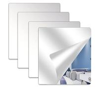 DONGDA Thick Acrylic Mirror Wall Stickers - 4Pcs Adhesive Tiles 20cm x 20cm, Frameless Stick on for Hallway Home Decor (3mm Thickness)