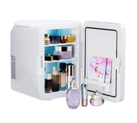 DongDongQiang Skincare Fridge With Dimmable LED Light Mirror, Makeup Mini Fridge for Bedroom,Car,Office&Dorm,Cooler&Warmer,Portable Small Refrigerator for Cosmetics,Skin Care and Food.8L&12L.White 8L