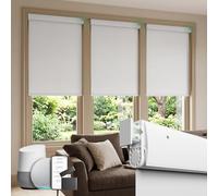 DONGFXK Motorized Blinds with Remote, Blackout No Drill Cordless Smart Roller Shades, Automatic Blinds for Windows, White,36" W x 72" H