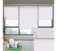 DONGFXK Motorized Blinds with Remote, Blackout No Drill Cordless Smart Roller Shades, Automatic Blinds for Windows, White,36" W x 72" H