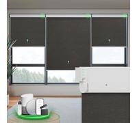 DONGFXK Motorized Blinds with Remote, Blackout No Drill Cordless Smart Roller Shades, Automatic Blinds for Windows, Black,29" W x 72" H