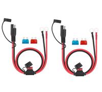 Dongge 2 PCS SAE Connector Motorcycle Battery Charger SAE Charging Cable SAE Quickly cuts The Plug to The 12V Ring Terminal Fuse Suitable for Charging Motorcycles Tractors Cars etc