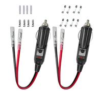 Dongge Car Replacement 12V 24V Cigarette Lighter Male Plug with Leads with LED Light Cigar Female Socket Plug Extension Cable for Motorcycle Car Tractor with spare fuse and terminal kit 2Pack