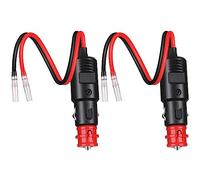 Dongge European Style Safety Universal Plug with Lead Round Cable Connection Clamps with Insulated Cover 6-24 V, Comfortable Wiring DIY Power Supply for Car and Motorcycle Pack of 2