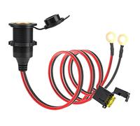 Dongge High Power Fixed Cigarette Socket Waterproof Marine Grade 12V/24V DC Cigarette Lighter Socket with Eyelet Terminals Direct Battery Type 1 M 2.5mm² Cable 20A