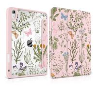 DONGKE Case for iPad (A16) 11th Generation 11 inch 2025 & iPad 10th Gen 10.9 inch 2022, [Built-in Pencil Holder] Clear Acrylic Back Trifold Stand Smart Cover, Auto Sleep/Wake, Wildflower & Butterfly