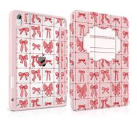 DONGKE Case for iPad (A16) 11th Generation 11 inch 2025 & iPad 10th Gen 10.9 inch 2022, [Built-in Pencil Holder] Clear Acrylic Back Trifold Stand Smart Cover, Auto Sleep/Wake, Bow Composition Book