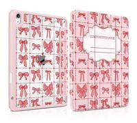 DONGKE Case for iPad Air 11-inch 2025 (M3) & 2024 (M2), iPad Air 5th/4th Generation 10.9" 2022/2020, [Built-in Pencil Holder] Clear Acrylic Back Trifold Stand Smart Cover, Bow Composition Book