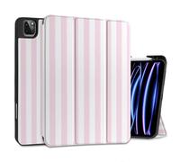 DONGKE Case for iPad Pro 12.9 inch 6th Generation 2022, Built-in Pencil Holder + Trifold Stand + Auto Wake/Sleep + Protective Cover for iPad Pro 12.9 5th/4th/3rd Gen- Pink Stripes