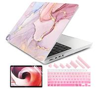 DONGKE Case for M5 MacBook Pro 14 inch 2025 2024-2021 M4 M3 M2 M1, Plastic Hard Shell Cover Compatible with A3434 A3112 A3401 A3185 A2992 A2779 A2442, Retina XDR Display & Touch ID, Pink Marble