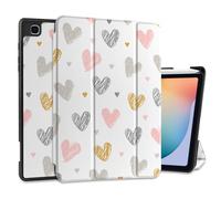 DONGKE Case for Samsung Galaxy Tab S6 Lite 10.4 Inch 2024/2022/2020, Trifold Stand + S Pen Holder + Auto Wake/Sleep + Soft TPU Protective Stand Back Cover, Cute Hearts