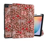DONGKE Case for Samsung Galaxy Tab S6 Lite 10.4 Inch 2024/2022/2020, Trifold Stand + S Pen Holder + Auto Wake/Sleep + Soft TPU Protective Stand Back Cover, Cheetah Bow