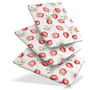 DONGKE Compatible with iPad 10.2 Inch Case 2021 2020 2019, Smart Lightweight Trifold Stand Hard Plastic Transparent Cover Support Auto Sleep/Wake for iPad 10.2" 9th/8th/7th Generation - Strawberries