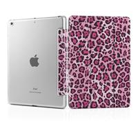 DONGKE Compatible with iPad 10.2 Inch Case 2021 2020 2019, Smart Lightweight Trifold Stand Hard Plastic Transparent Cover Support Auto Sleep/Wake for iPad 10.2" 9th/8th/7th Gen - Rose Leopard
