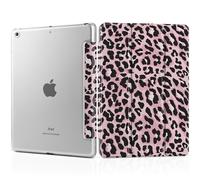 DONGKE Compatible with iPad 10.2 Inch Case 2021 2020 2019, Smart Lightweight Trifold Stand Hard Plastic Transparent Cover Support Auto Sleep/Wake for iPad 10.2" 9th/8th/7th Gen - Pink Leopard