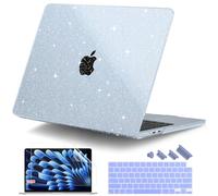DONGKE Compatible with M4 MacBook Air 15 Inch Case 2025 2024 2023 A3241 A3114 A2941 M3 M2 with Liquid Retina Display & Touch ID, Glitter Sparkly Plastic Hard Shell 15" - Star Sky Blue