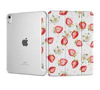 DONGKE for iPad 11th Generation Case 11 Inch 2025 (A16 Chip) & iPad 10th Generation 10.9 Inch 2022, Slim Foldable Stand Hard PC Translucent Back Shell Smart Cover - [Auto Wake/Sleep] - Strawberries