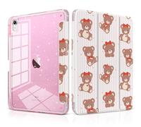 DONGKE for iPad 11th Generation Case (A16, 11-inch 2025) / iPad 10th Generation (10.9-inch 2022), Glitter Clear Acrylic Back, Pencil Holder, Trifold Stand, Auto Sleep/Wake - Lovely Bears