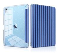 DONGKE for iPad 11th Generation Case (A16, 11-inch 2025) / iPad 10th Generation (10.9-inch 2022), Glitter Clear Acrylic Back, Pencil Holder, Trifold Stand, Auto Sleep/Wake - Dark Blue Stripes