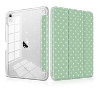DONGKE for iPad 11th Generation Case (A16, 11-inch 2025) / iPad 10th Generation (10.9-inch 2022), Glitter Clear Acrylic Back, Pencil Holder, Trifold Stand, Auto Sleep/Wake - Green Cross Dot