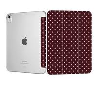 DONGKE for iPad Air 11-inch M3 2025 M2 2024, iPad Air 5th 2022 / 4th Generation 2020 10.9-inch, Slim Foldable Stand Hard PC Translucent Back Shell Smart Cover - [Auto Wake/Sleep] - Burg Polka Dot