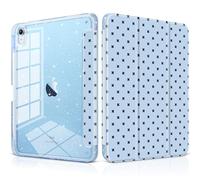 DONGKE for iPad Case 9th/8th/7th Generation 10.2 Inch (2021/2020/2019), Shockproof Glitter Acrylic Back with Trifold Stand, Pencil Holder & Auto Sleep/Wake - Blue Cross Dot