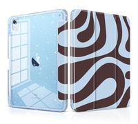 DONGKE for iPad Case 9th/8th/7th Generation 10.2 Inch (2021/2020/2019), Shockproof Glitter Acrylic Back with Trifold Stand, Pencil Holder & Auto Sleep/Wake - Groovy Swirl