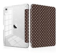 DONGKE for iPad Case 9th/8th/7th Generation 10.2 Inch (2021/2020/2019), Shockproof Glitter Acrylic Back with Trifold Stand, Pencil Holder & Auto Sleep/Wake - Brown Polka Dot
