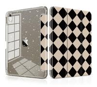 DONGKE for iPad Pro 11 inch Case - Fits M5 2025 / M4 2024, Shockproof Sparkling Glitter Acrylic Back, Pencil Holder, Trifold Stand, Auto Sleep/Wake & Touch ID Support - Argyle Pattern