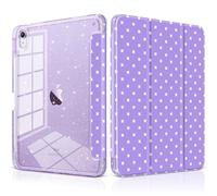 DONGKE for iPad Pro 11 inch Case - Fits M5 2025 / M4 2024, Shockproof Sparkling Glitter Acrylic Back, Pencil Holder, Trifold Stand, Auto Sleep/Wake & Touch ID Support - Purple Cross Dot