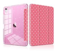 DONGKE for iPad Pro 11 inch Case - Fits M5 2025 / M4 2024, Shockproof Sparkling Glitter Acrylic Back, Pencil Holder, Trifold Stand, Auto Sleep/Wake & Touch ID Support - Dark Pink Cross Dot
