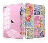 DONGKE for iPad Pro 11 inch Case - Fits M5 2025 / M4 2024, Shockproof Sparkling Glitter Acrylic Back, Pencil Holder, Trifold Stand, Auto Sleep/Wake & Touch ID Support - Colorful Florals