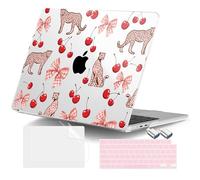 DONGKE for MacBook Air 13.6 Inch Case 2025 2024-2022 A3240 A3113 A2681 M4 M3 M2 Chip Touch ID, Plastic Hard Shell & Keyboard Cover & Type C Adapter for MacBook Air 13 inch M4, Cheetah Cherry