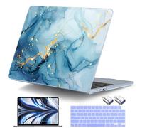 DONGKE for MacBook Air 13.6 Inch Case 2025 2024-2022 A3240 A3113 A2681 M4 M3 M2 Chip Touch ID, Plastic Hard Shell & Keyboard Cover & Type C Adapter for MacBook Air 13 inch M4, Fluid Flows