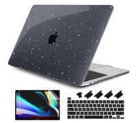 DONGKE for MacBook Pro 13 inch Case 2023 2022 2021 2020 Release Model A2338 M2/M1 A2289 A2251 with Touch Bar & Touch ID, Glitter Bling Plastic Hard Shell Case & Keyboard Cover, Star Black