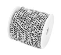 DONGKER 10m Stainless Steel Cuban Chain, 5mm Curb Link Chains with Spool for DIY Crafts Jewelry Making