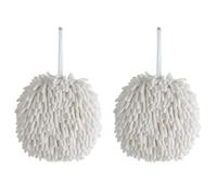 DONGKER 2 Packs Hanging Bathroom Hand Towels,Chenille Fluffy Microfiber Ball Towel with Hanging Loop,Quick Dry for Washstand Bathroom