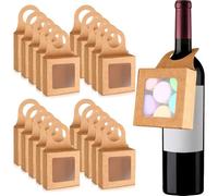 DONGKER 20 PCS Wine Bottle Boxes,Circle Hooks Kraft Paper Candy Hanging Box with Window for Holding Candy Chocolate Cookies
